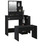 Dressing Table Set with LED Black Engineered Wood 3114116