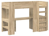 Loft Bed Frame with Desk Sonoma Oak 75 x 190 cm Engineered Wood 3410429