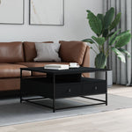 ZNTS Coffee Table Black 80x80x45 cm Engineered Wood 835289