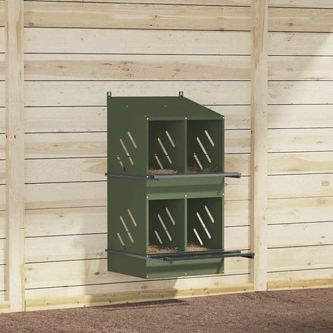 ZNTS Chicken Nesting Box with 4 Compartments Olive Green Metal 864353