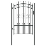Fence Gate with Spear Top with Lock Grey 103 x 150 cm Steel 42009040