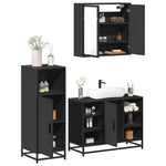 ZNTS 3 Piece Bathroom Furniture Set Black Engineered Wood 3300970