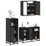ZNTS 3 Piece Bathroom Furniture Set Black Engineered Wood 3300970