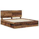 Bed Frame with Headboard Old Wood 200 x 200 cm Solid Pine Wood 3412450