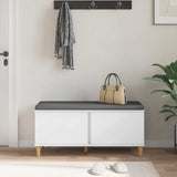 Hall Bench White 100 x 38 x 46 cm Engineered Wood and Fabric 891536