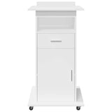 Lectern with Wheels & Drawer White 55x55x107 cm Engineered Wood 848024