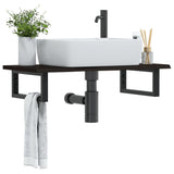 Basin Shelf Wall Mounted Steel and Solid Wood Oak 3302585