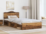 Bed Frame with Headboard Old Wood 90 x 200 cm Solid Pine Wood 3413360