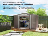 7ft x 4ft Lockable Garden Metal Storage Shed Storage Roofed Tool Metal Shed w/ Air Vents Steel Grey T3398P377669