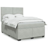 Box Spring Bed with Mattress Light Grey 140x190 cm Velvet 3290900