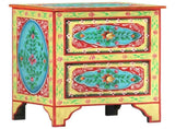 286158 Hand Painted Bedside Cabinet 40x30x50 cm Solid Mango Wood