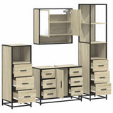 ZNTS 4 Piece Bathroom Furniture Set Sonoma Oak Engineered Wood 3301291