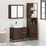 ZNTS 3 Piece Bathroom Furniture Set Brown Oak Engineered Wood 3301139