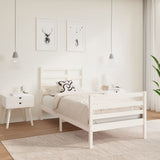 Bed Frame without Mattress White Solid Wood 90x190 cm Single 3105826