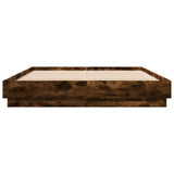 Bed Frame with LED without Mattress Smoked Oak 160x200 cm 3209783