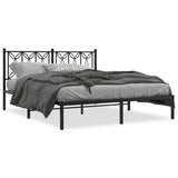 Metal Bed Frame without Mattress with Headboard Black 150x200cm 376130