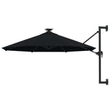 Wall-mounted Garden Parasol with LEDs 300 cm Black 312528