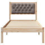 Bed Frame with Headboard Taupe 90 x 200 cm Solid Pine Wood 878217