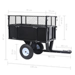 ZNTS Tipping Trailer for Lawn Mower 150 kg Load 92449