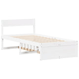 Bed Frame without Mattress White 75x190 cm Small Single Solid Wood Pine 3306406