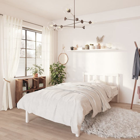 810073 Bed Frame without Mattress White Solid Wood 100x200 cm