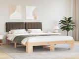 Bed Frame with Upholstered Headboard Taupe 135 x 190 cm 877502