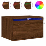 Wall-mounted Bedside Cabinets with LED Lights 2 pcs Brown Oak 836839