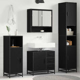 Bathroom Furniture Set 4 pcs Black Oak Engineered Wood 3402449