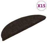 Stair Mats Self-adhesive 15 pcs 56x17x3 cm Dark Brown Half Round 322348
