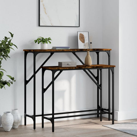 ZNTS Console Tables 2 pcs Smoked Oak Engineered Wood 834142