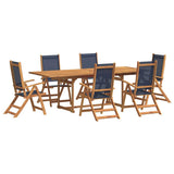 7 Piece Garden Dining Set Solid Wood Acacia and Textilene 3279306