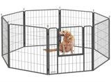 Eight-Panel Dog Playpen with Door, for Large Dogs, Indoors, Outdoors, 100cm Tall, Black T3398P349751