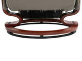 360&deg Swivel Recliner Chair with Footstool, Manual Recliner Armchair with Wooden Base, Faux T3398P328115