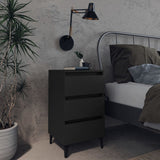 805907 Bed Cabinet with Metal Legs Black 40x35x69 cm
