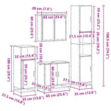 4 Piece Bathroom Furniture Set Smoked Oak Engineered Wood 3301187