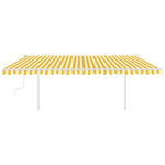 ZNTS Manual Retractable Awning with Posts 5x3 m Yellow and White 3069978