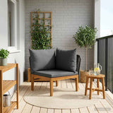 Garden Corner Sofa with Cushions Solid Acacia Wood & Rope 42022069