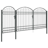 Garden Fence Gate with Arched Top Grey 400 x 125 cm Steel 42008956