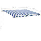 Freestanding Manual Retractable Awning 350x250 cm Blue/White 3069516