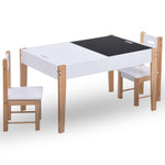 ZNTS 3 Piece Kids Storage Chalkboard Table Chair Set Black and White 286189