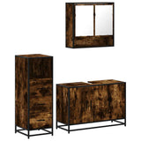 3 Piece Bathroom Furniture Set Smoked Oak Engineered Wood 3301042