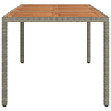 Garden Table 190x90x75 cm Poly Rattan and Acacia Wood Grey 316723