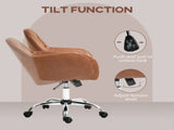 Faux Leather Tub Office Chair, with Wheels - Brown T3398P344687
