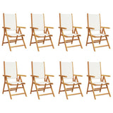Reclining Garden Chairs 8 pcs Cream White Fabric and Solid Wood 3214540