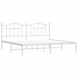 Metal Bed Frame without Mattress with Headboard White 193x203cm 353494