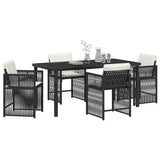 Garden Dining Set 5 pcs Black Poly Rattan 3380771