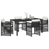 Garden Dining Set 5 pcs Black Poly Rattan 3380771
