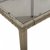 Garden Table with Glass Top Grey 150x90x75 cm Poly Rattan 365591