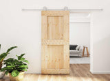 Sliding Door Natural and White 70 x 210 cm Solid Pine Wood 3445032