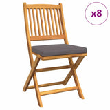 Folding Chair 8 pcs Grey 49 x 57.5 x 92cm Solid Acacia wood 3329130